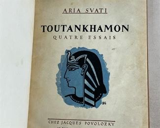 (2pc) LEATHER BOUND BOOKS | Including Toutankhamon by Aria Svati, signed, inscribed with dedication, and Les Gardins des Versailles (14-1/2 x 11-1/4 in., largest) 