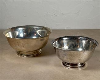 (2pc) STERLING & PLATE | Including a sterling silver Revere reproduction bowl (h. 4-3/8 x dia. 9 in.) and a Watson silver-plated bowl, no. WP 103 (dia. 7-3/8 in.) 