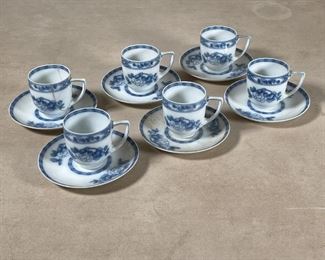 (12pc) ROSENTHAL DEMITASSE SET | Rosenthal Selb Bavaria, including 6 demitasse cups and 6 saucers with blue underglaze; cup h. 2-1/4 in., saucer dia. 4-1/2 in. [one cup with old repair] 