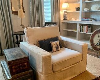 Pottery Barn canvas twill slip covered oversized chair