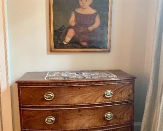Antique mahogany bow front chest #1