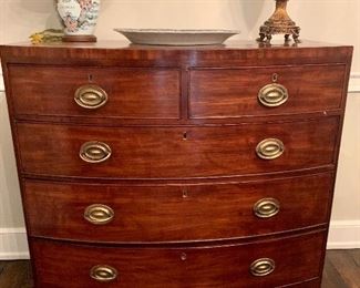Antique mahogany bow front chest #4