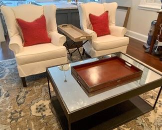 Pottery Barn canvas slip covered club chairs (2 available)