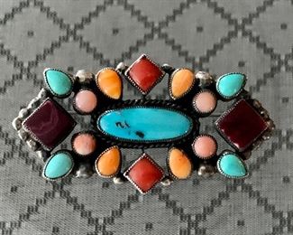 "J. Feeney" sterling and semi-precious stone brooch/pin