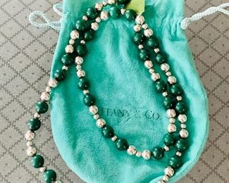 Vintage Tiffany sterling and malachite necklace