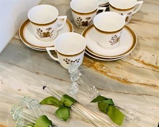 Royal Copenhagen demitasse set and crystal barware