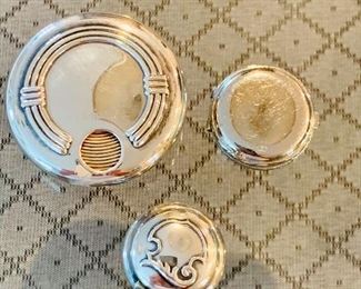 Sterling silver pillboxes, including vintage (and rare) Christofle 