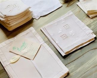 White cocktail napkins, linen and cotton