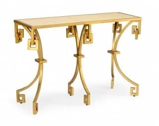 81 - Chelsea House Athens gold / tan console marble top 35 1/2 x 50 x 18