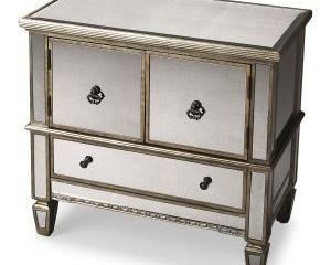 116l - Butler Celeste mirrored 2 door / 1 drawer stand 30 x 29 1/2 x 17