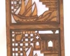 239l - Carved teak wall panel 72 x 20