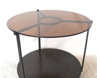 629 - Jonathan Charles round glass top table 34 x 37