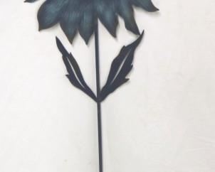 670l - Sunflower & blackbird metal garden stake 45" Tall