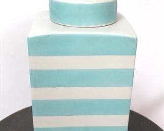 820 - Chelsea House striped ginger jar 15" tall