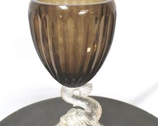 913 - Chelsea House glass dolphin base vase 13 1/2" tall