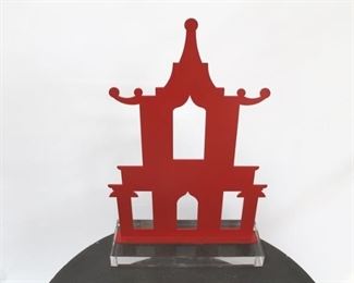 932 - Chelsea House metal pagoda statue 17 x 11