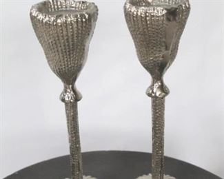 990 - Chelsea House pair metal candle holders 13" tall