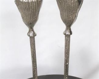 993 - Chelsea House pair metal candle holders 15" tall
