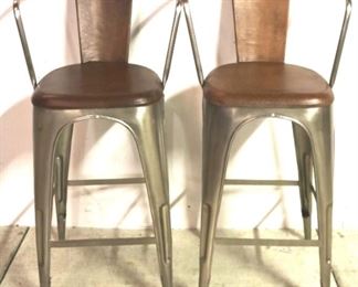 1012l - Butler metal & leather barstools 44 x 21