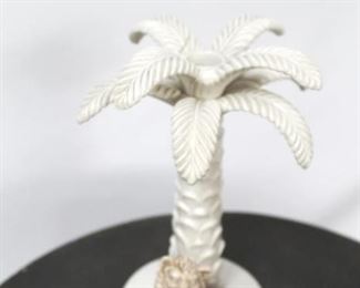 1044 - Chelsea House palm candle holder as is - broken leaf 11" tall