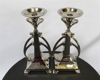 1101 - Chelsea House pair metal candle holders 12 1/2" tall