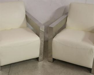 1382l - Lazzaro Leather chairs with chrome arms