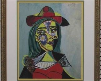 9004x - Woman w/ Hat & Fur Collar Giclee by Pablo Picasso 22 x 25