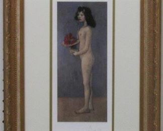 9009x - Nude w/ Flower Basket Print Plate signed by Pablo Picasso 15 x 22 1/2