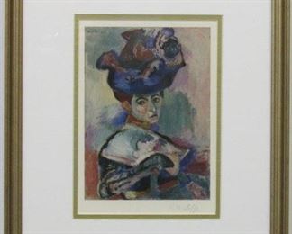 9028 - Woman in Hat Print Plate Signed by Henri Matisse 14 x 16 1/2