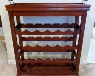 Bombay Company Wine Rack Cabinet Removable Serving Tray Holds 24 Bottles