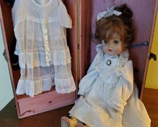 Vintage Eegee doll with case and clothing