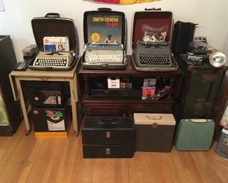 Vintage Typewriters , Vintage Record & 8 Track Boxes
