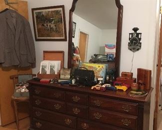 Vintage Dresser with Mirror, Assorted Vintage Smalls