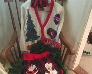 Vintage Rocking Chair, Vintage Ugly Sweater haha