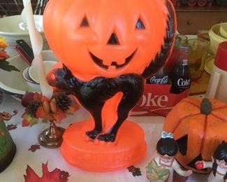 Blo-Mold Vintage Halloween Cat/Pumpkin