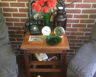 Vintage Side Table, Vintage Clocks, Vintage Telephone