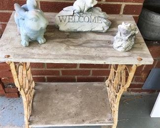 Vintage Sewing Table , garden animals 