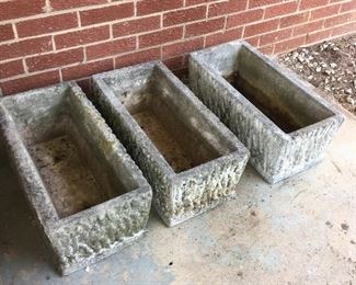 3 Vintage Concrete Planters