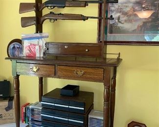 Wood Accent Table, BB Guns & Supplies, Gun Rack, Cassettes, CD's!