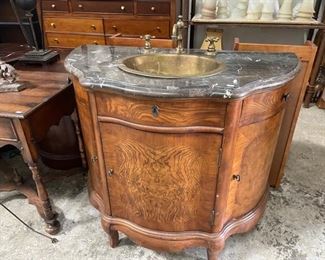 Copper and Marble and Brass Bathroom Vaniy