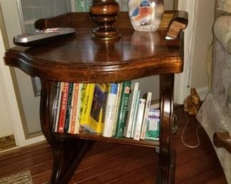 Hardwood Table/ Lamp Book Shelf