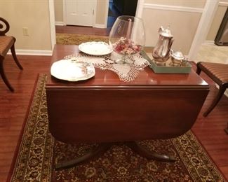 Vintage Drop Leaf Mahogany Table with Two Extra Leaves, also has 6 Chairs ( see next photo )
