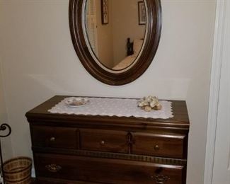 Hardwood Storage Hutch with Matching Mirror