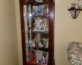 Hardwood Display Cabinet with Music Boxes, Fine Ceramic Items