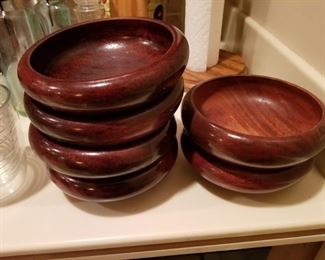 Wooden Bowl Set 1 Large Bowl, 6 Individual Bowls