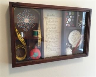 Great glass enclosed “Grandma” curio picture with poem