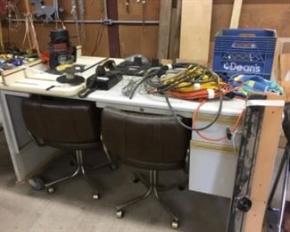 Desk - chairs go to round wood top table 