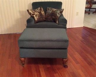 Just beautiful teal colored chair and ottoman!