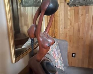 Collectables Large Wooden African Women and Jug