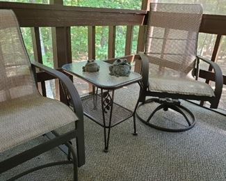 Barley used modern patio set and matching tables 